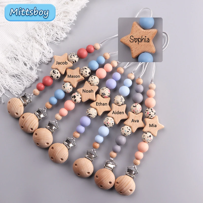 Baby Teethers - Nuevo nombre personalizado, cadena de chupete
